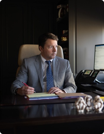 attorney Ryan Beasley at his desk